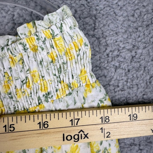 Dainty yellow floral elastic waist tiered maxi skirt size M preowned prairie - Picture 9 of 9